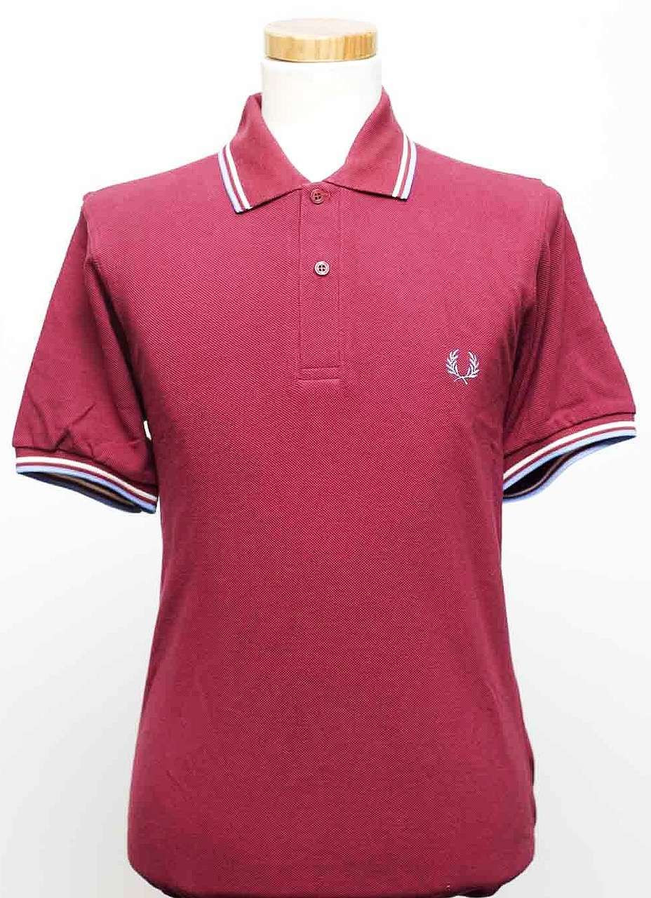 トップス Made in ENGLAND/FRED PERRY M12 Maroon M12 - Oxblood / Honeycmb / Honeycomb | The Fred Perry Shirt